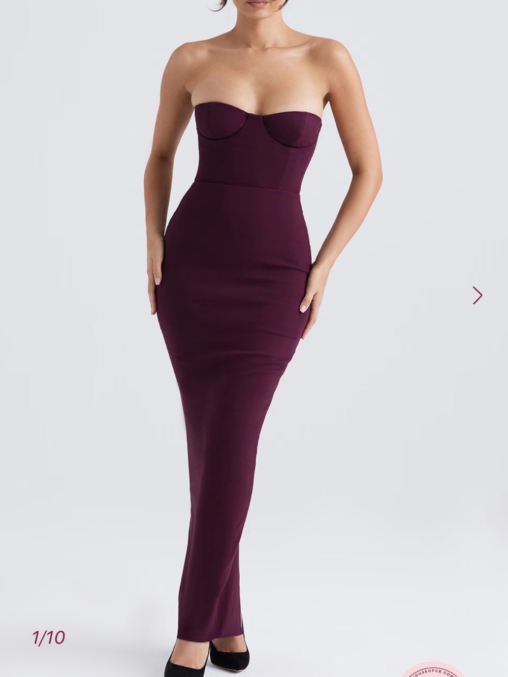 House of CB Strapless Bordeaux Sheath Dress